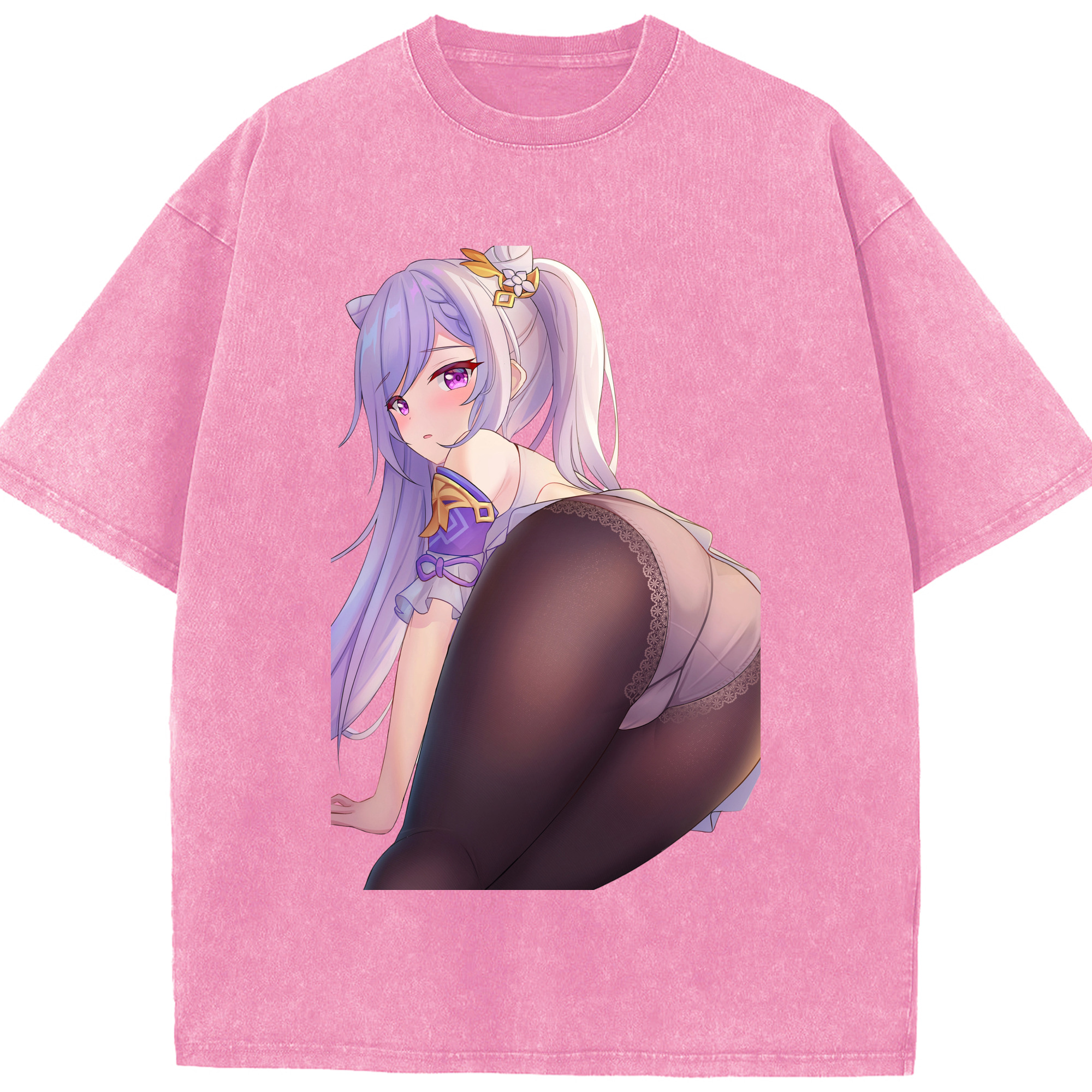 げんし神 刻晴 こくせい genshin Kokusei 綿100% ヴィンテージ風 半袖Tシャツ（フロントプリント）